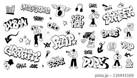 rap hip hop graffiti style doodles background vector illustration rap hip hop graffiti style doodles background vector illustration 116943169