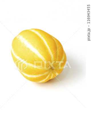 Isolated Oriental Korean Melon Fruit On White Background. Cucumis Melo Cultivars Produced In East Asia. Yellow Fragrant Plant. Better Chamoe Harvesting. Vertical. Isolated Oriental Korean Melon Fruit On White Background. Cucumis Melo Cultivars Produced In East Asia. Yellow Fragrant Plant. Better Chamoe Harvesting. Vertical. 116943455