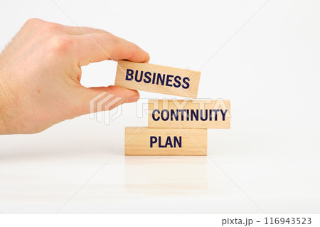 BCP Business continuity plan WRITTEN a phrase made of wooden blocks is laid out on a white background 116943523