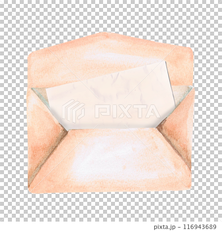 An open envelope with a letter inside in watercolor. Illustration for greeting cards, cookbooks, weddings, memorials, decoration. Illustration isolated from background. An open envelope with a letter inside in watercolor. Illustration for greeting cards, cookbooks, weddings, memorials, decoration. Illustration isolated from background. 116943689