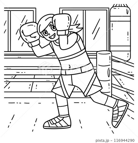 Boxing Female Boxer Blocking Coloring Page Boxing Female Boxer Blocking Coloring Page 116944290