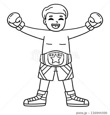 Boxing Boxer with Champion Belt Isolated Coloring Boxing Boxer with Champion Belt Isolated Coloring 116944300
