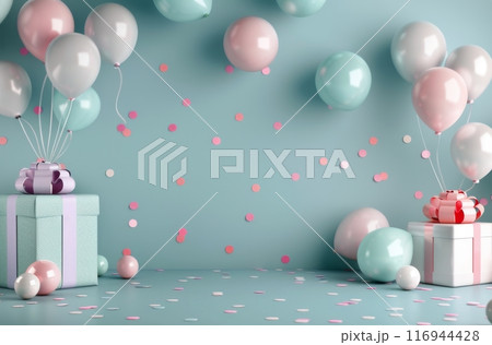 Birthday Gifts and Balloons Birthday Gifts and Balloons 116944428