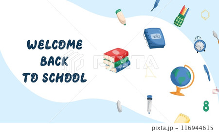 Childrens cute school poster. Back to school. Usable for your flyer, template, post, bussiness. Childrens cute school poster. Back to school. Usable for your flyer, template, post, bussiness. 116944615