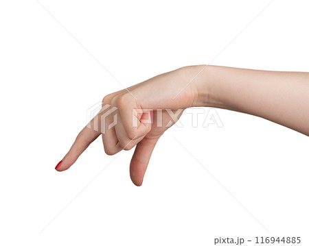 A hand using two fingers to hold and measure an invisible, small object, transparent PNG 116944885