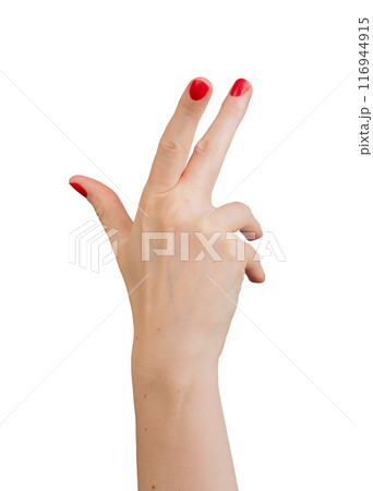 Hand making a quirky gesture with an eccentric and funny expression. Isolated on a white background, Hand making a quirky gesture with an eccentric and funny expression. Isolated on a white background, 116944915
