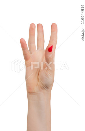 Hand with a quirky gesture, showing a humorous and whimsical expression. Isolated on a white 116944916
