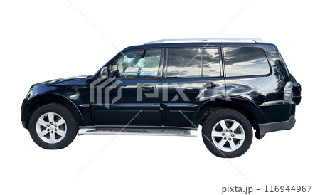 SUV auto, black big car side view, isolated on white background 116944967