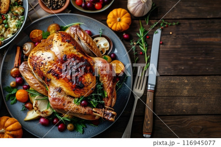 Roasted Turkey Dinner Platter 116945077