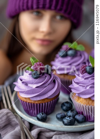 Lavender Blueberry Cupcakes 116945079