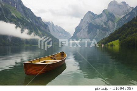 Rowboat on a Mountain Lake 116945087
