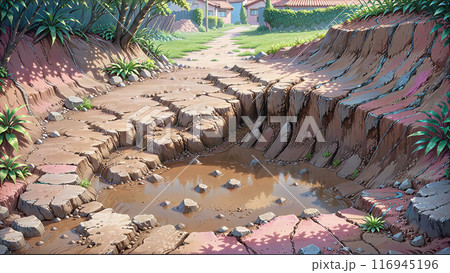 大雨後のぬかるんだ地面 大雨後のぬかるんだ地面 116945196