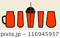 Tall glasses for drinks. Vector illustration with texture. Silhouette drawing 116945937