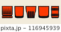 Tumbler glass set. Vector flat illustration with texture. Juice glass for bar 116945939