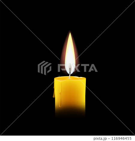 Burning candle on a black background Burning candle on a black background 116946455