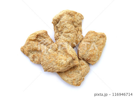 Textured soy protein on white background. 116946714