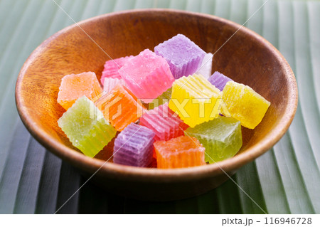 Colorful crispy jelly. Thai sweet dessert Colorful crispy jelly. Thai sweet dessert 116946728