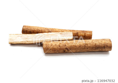 Burdock Root (Gobo) on white background. 116947032