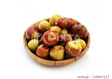 Fresh jujube fruit on white background 116947111