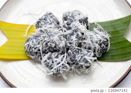 Black coconut sweet pudding. Thai Desserts. Black coconut sweet pudding. Thai Desserts. 116947141