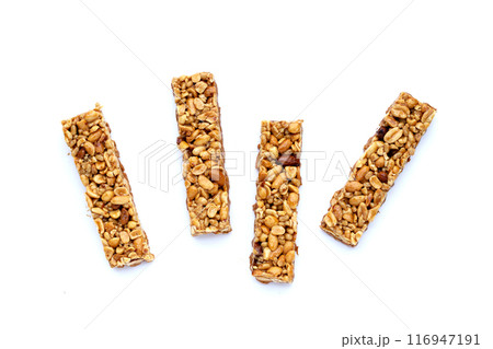 Peanuts butter chocolate bars on white Peanuts butter chocolate bars on white 116947191
