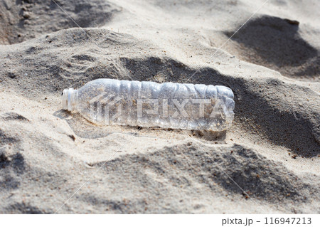Plastic bottle on the beach 116947213