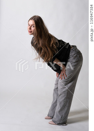 background portrait hair white young hand model look person face beautiful modern beauty lady cap 116947384