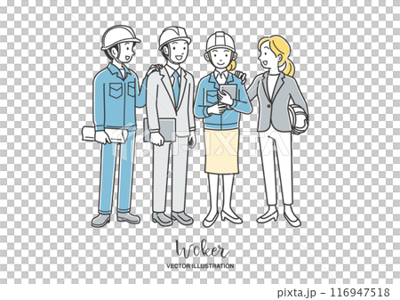 Teamwork of construction company employees Teamwork of construction company employees 116947518