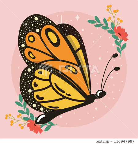 Colored beauty butterfly Cute insect Vector 116947997
