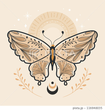 Esoteric butterfly Mystic tattoo Vector 116948035