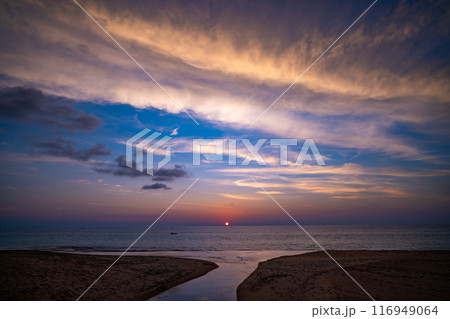 Nature landscape beautiful Light Sunset or sunrise over sea,Colorful clouds dramatic sky seascape,Amazing clouds in sunset sky background Nature landscape beautiful Light Sunset or sunrise over sea,Colorful clouds dramatic sky seascape,Amazing clouds in sunset sky background 116949064