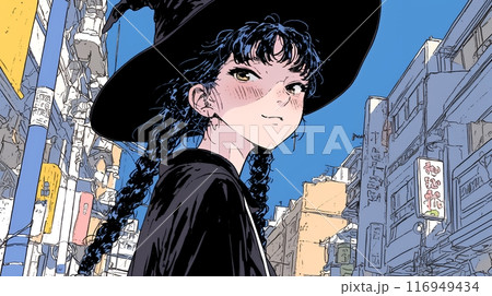 ハロウィンイベントに参加する若い女性
