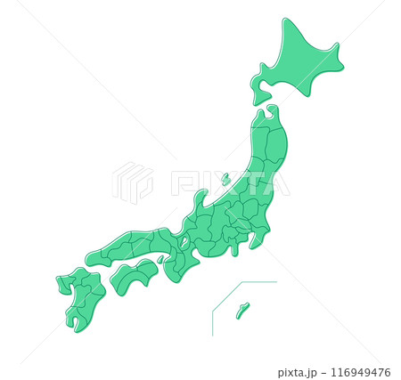フリーハンド風の日本地図(都道府県ごとに別レイヤー) フリーハンド風の日本地図(都道府県ごとに別レイヤー) 116949476