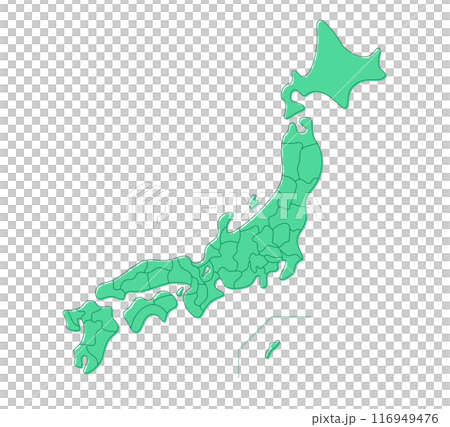 Freehand style map of Japan (separate layers for each prefecture) 116949476