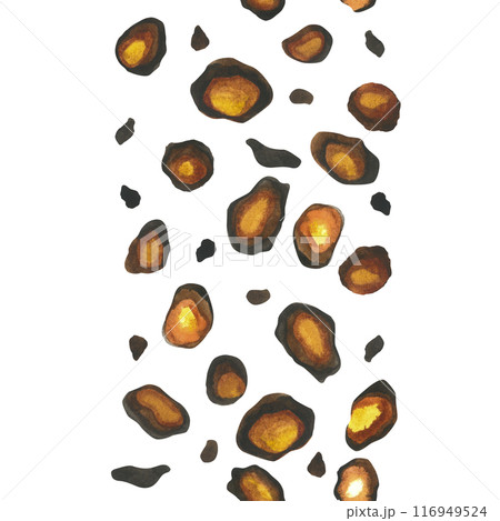 Seamless leopard spots print. Hand drawn, isolated a white background. Fashionable background for fabric, paper, clothing. Animal design on textiles 116949524