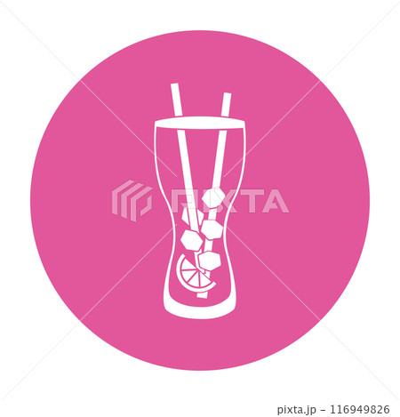 Pink cocktail icon sticker Vector Pink cocktail icon sticker Vector 116949826