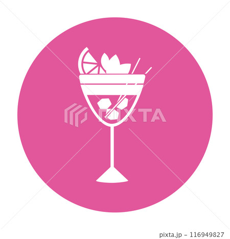 Pink cocktail icon sticker Vector Pink cocktail icon sticker Vector 116949827