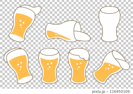Tilt and fall beer illustration set Tilt and fall beer illustration set 116950109
