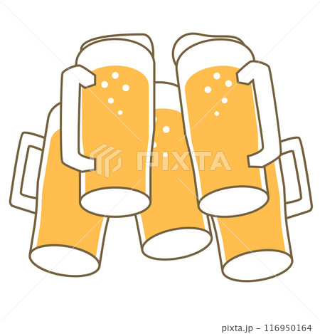 大勢で乾杯するビールのイラスト 116950164