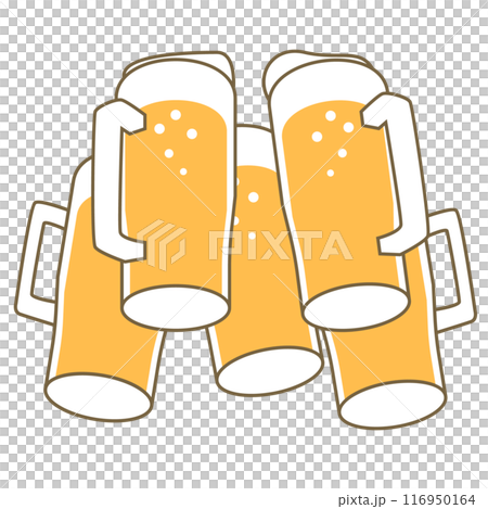 大勢で乾杯するビールのイラスト 116950164