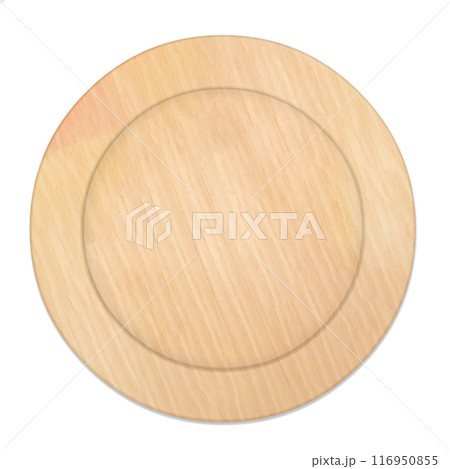ヒノキでできた木製の丸いお皿の正面 116950855