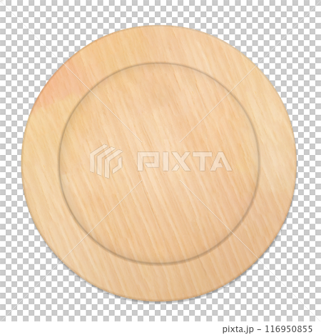 ヒノキでできた木製の丸いお皿の正面 116950855