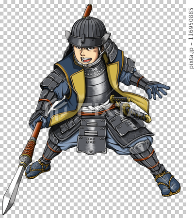 身穿錦衣、手持長槍的戰國武將。 116950885