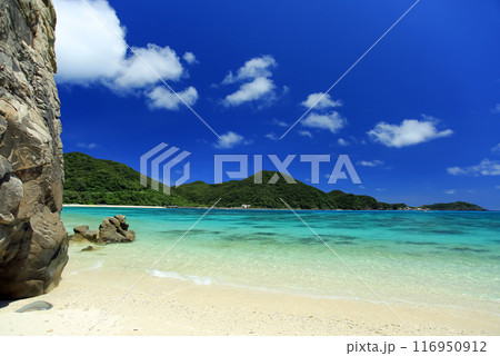 真夏の沖縄　渡嘉敷島　美しいケラマブルーの阿波連ビーチ 116950912