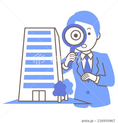 企業ビルを査定するビジネスマン 116950967
