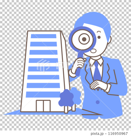 企業ビルを査定するビジネスマン 116950967