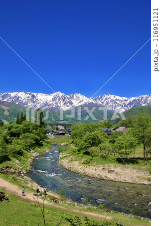 姫川と北アルプス・大出公園（長野県・白馬村） 116951121