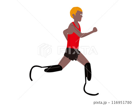 義足を使って走っている障がい者のランナーのイラストです。 116951780