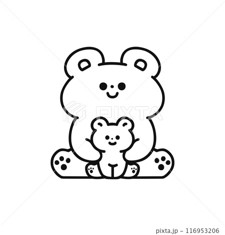 クマの親子・線画 クマの親子・線画 116953206