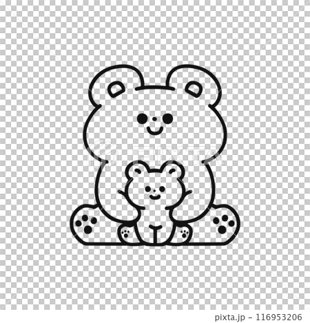 クマの親子・線画 クマの親子・線画 116953206